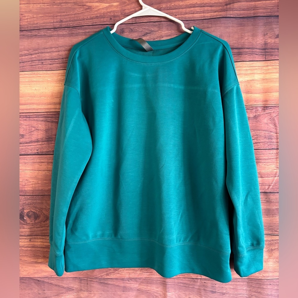 Mondetta Womens Teal Green Long Sleeve Crewneck Sweatshirt Activewear Medium